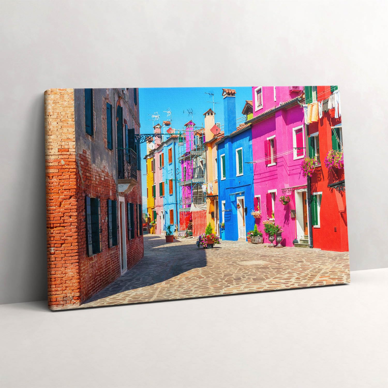Tableaux 60x40cm Burano - Peinture murale quartier coloré Wallfluent