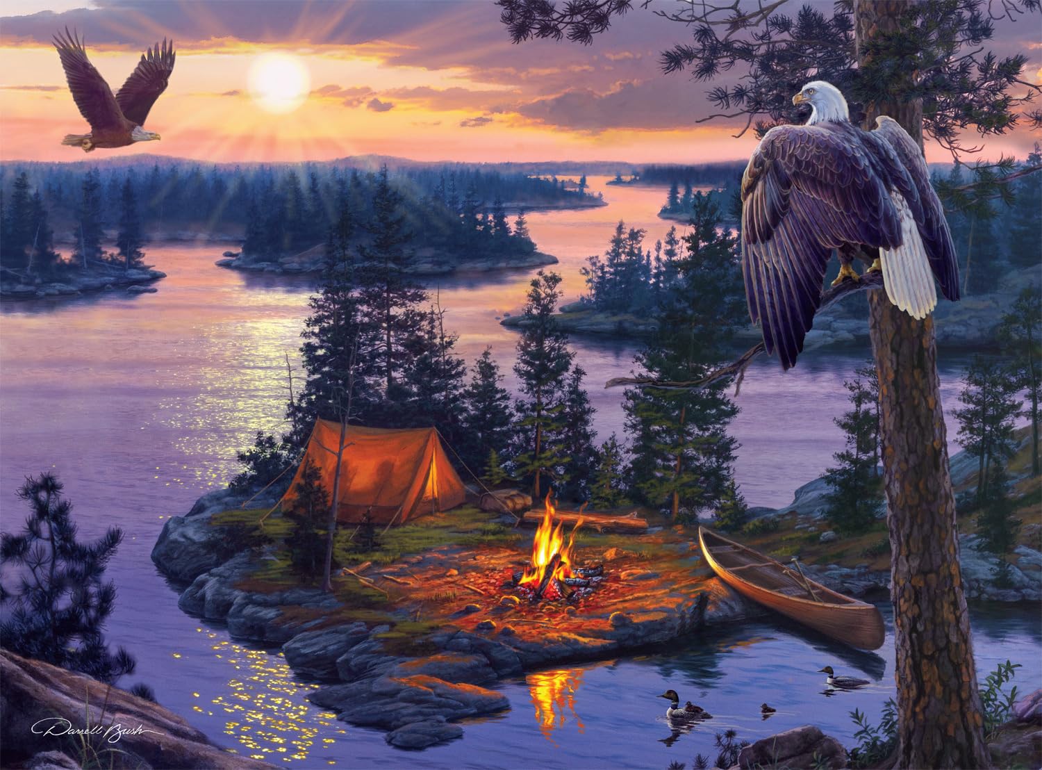 Buffalo Games, Darrell Bush, Dawn's Watchman, 1000 Piece Jigsaw Puzzle for Adults Challenging Puzzle Perfect for Game Nights