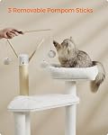 Feandrea WoodyWonders Cat Tree with Litter Box Furniture Hidden Enclosure, 2-in-1 Modern Tower, Cat Condo with Scratching Posts, Removable Pompom Sticks, Cloud White UPCT113W01
