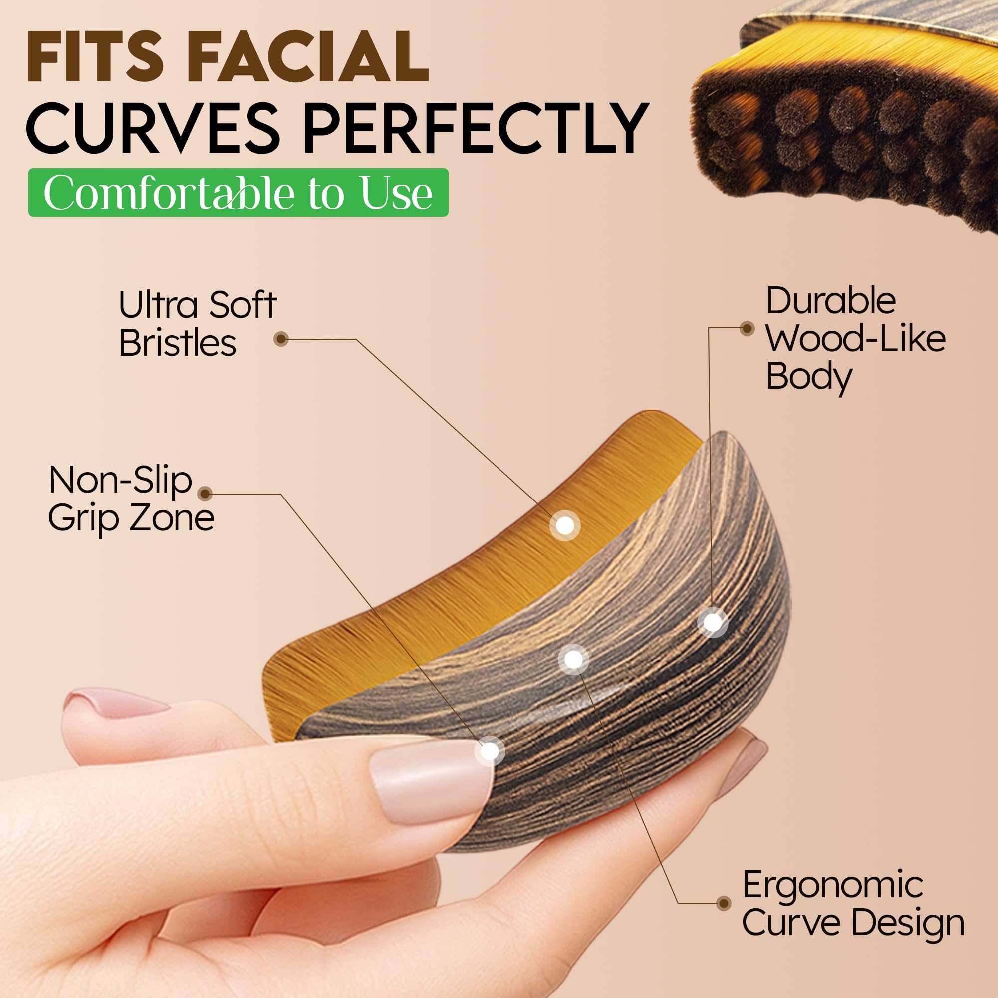 Puur House Facial Dry Brush – Lymphatic Contour Face Brush for Lymph Nodes, Chin & Jawline Sculpting – Face Brush, Contour Brush, Facial Cleansing & Lymphatic Drainage Tool for Glowing Skin 1