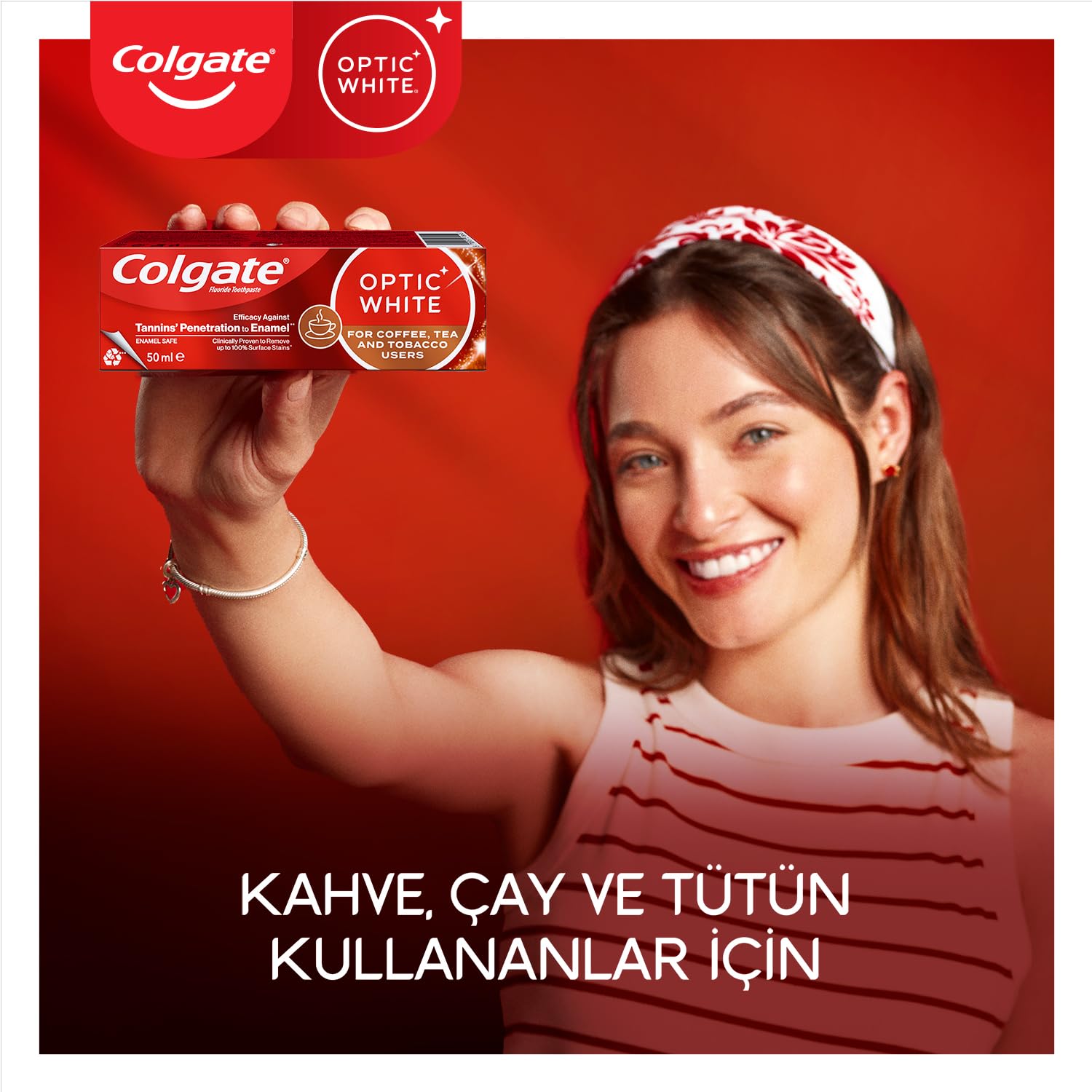 COLGATE Optic White Kahve, Çay ve Tütün Kullanıcıları İçin Beyazlatıcı Diş Macunu 50 ml