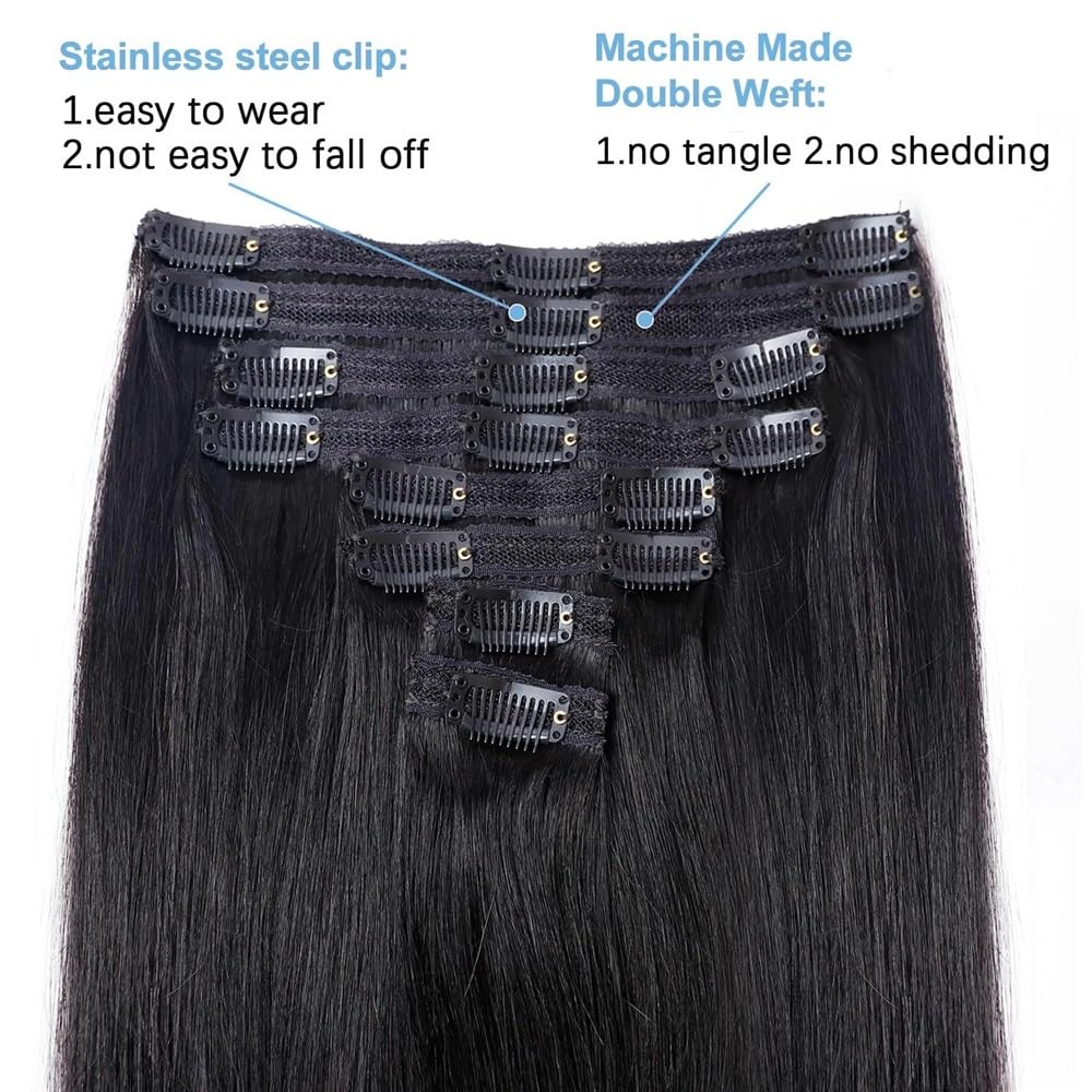 Nakładki na włosy dla kobiet Przedłużanie włosów metodą clip in 100% ludzkich Remy 120 gramów 1B clip-in na całą głowę Messy Hair Bun Hairpiece(20inches)