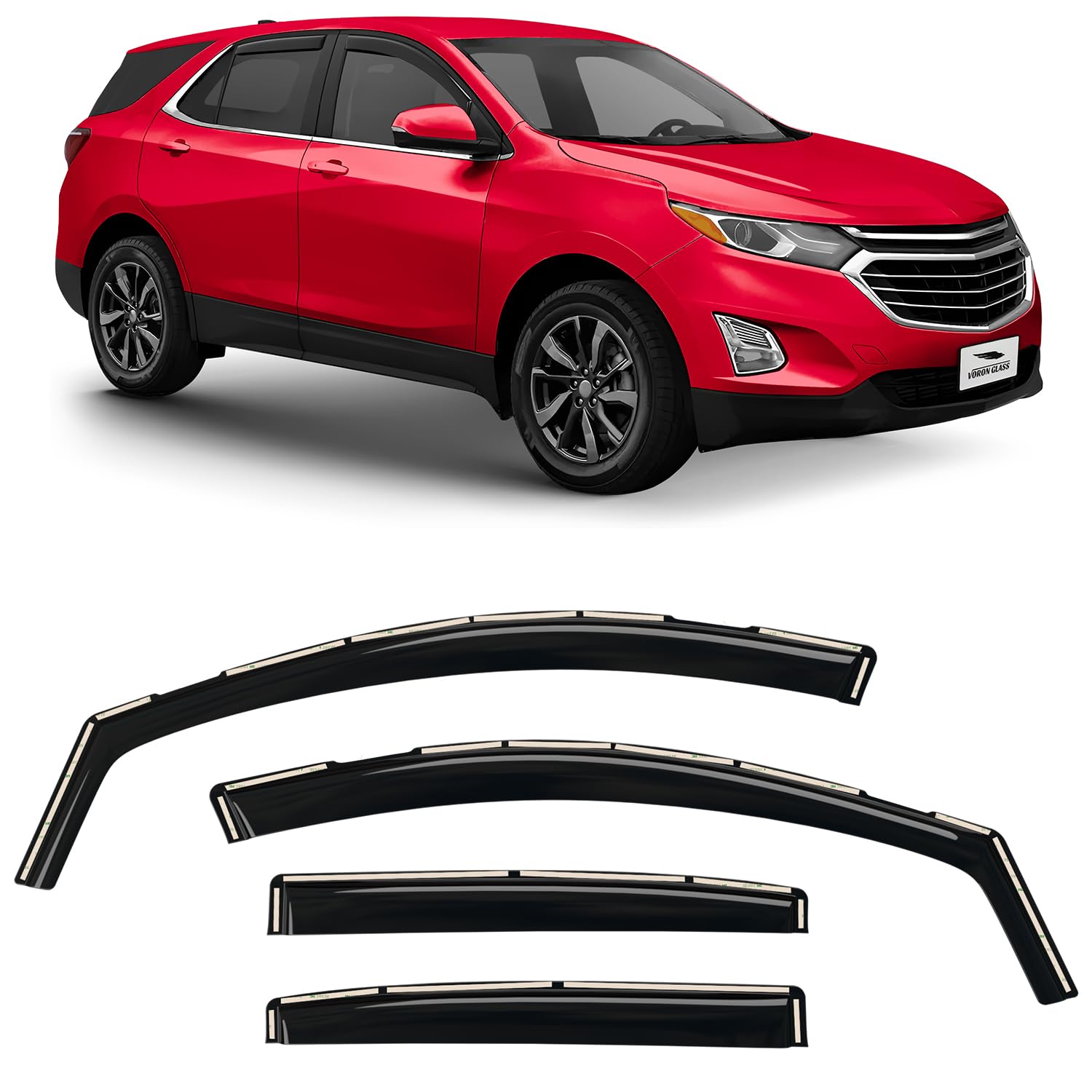 Voron Glass in-Channel Extra Durable Rain Guards for Chevrolet (Chevy) Equinox 2018-2021, Window Deflectors, Vent Window Visors, 4 Pieces - 220126