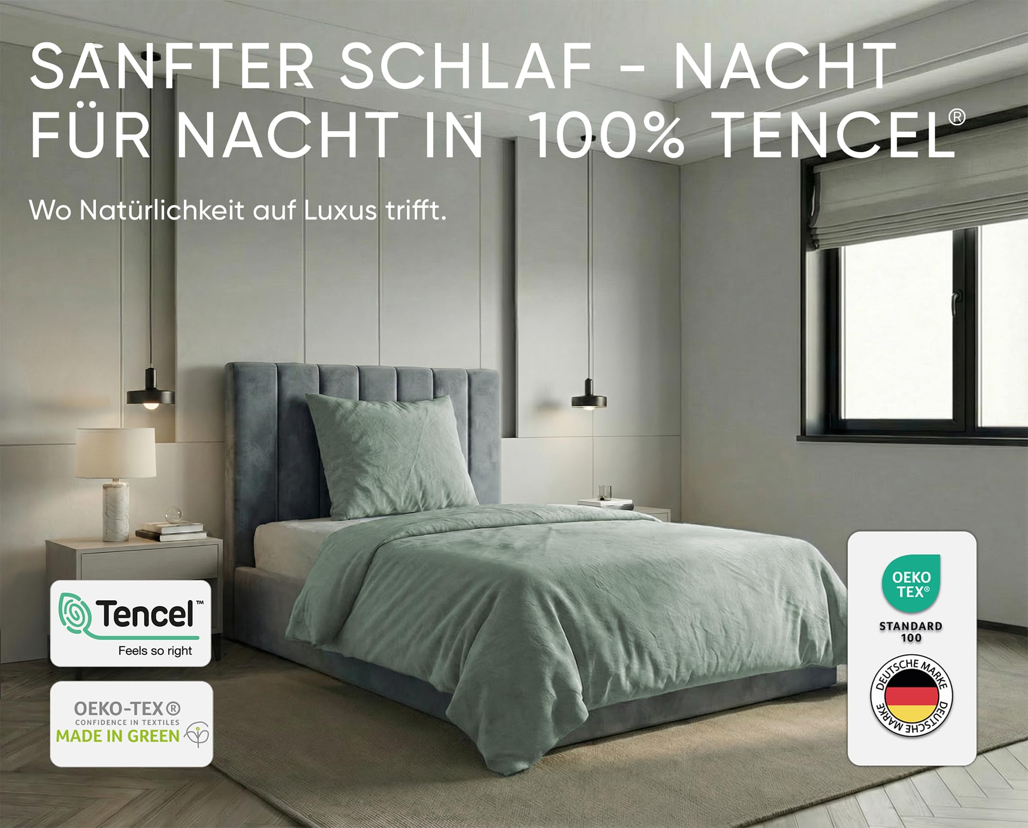 jilda-tex Premium Tencel™ Lyocell Bettwäsche Set 135x200 cm – Stonewashed, superweich, hypoallergen & atmungsaktiv – Oeko-TEX® Made IN Green Zertifiziert (Salbeigrün, 1 TLG. 80x80cm)