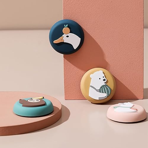 Manija de puerta autoadhesiva de animales de dibujos animados, pato, oso, perezoso y alpaca, protector de pared para puerta, perilla de pared,