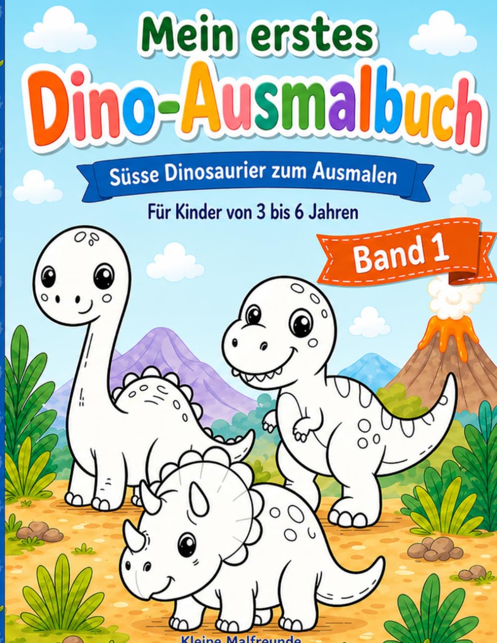 Mein erstes Dino-Ausmalbuch: 18 einfache Dinosaurier-Ausmalbilder für Kinder von 3 bis 6 Jahren