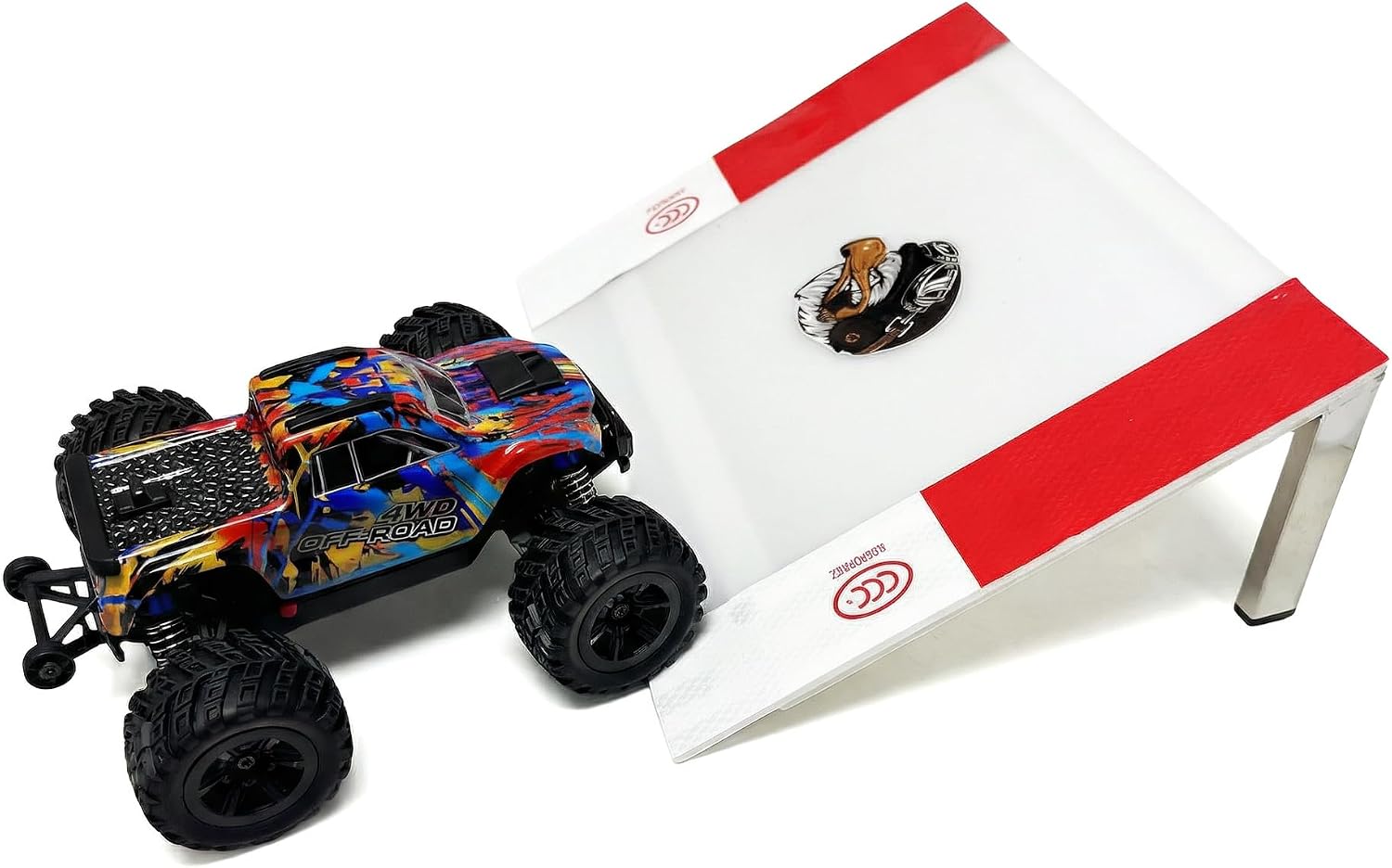 RC Ramp,Wall - Leaning rc car ramps Jumping for 1/16 1/18 1/24 Scale RC Cars,2 Modes Durable, Combinable Stunt Ramp for Indoor & Outdoor Family Fun（Large&Curved）