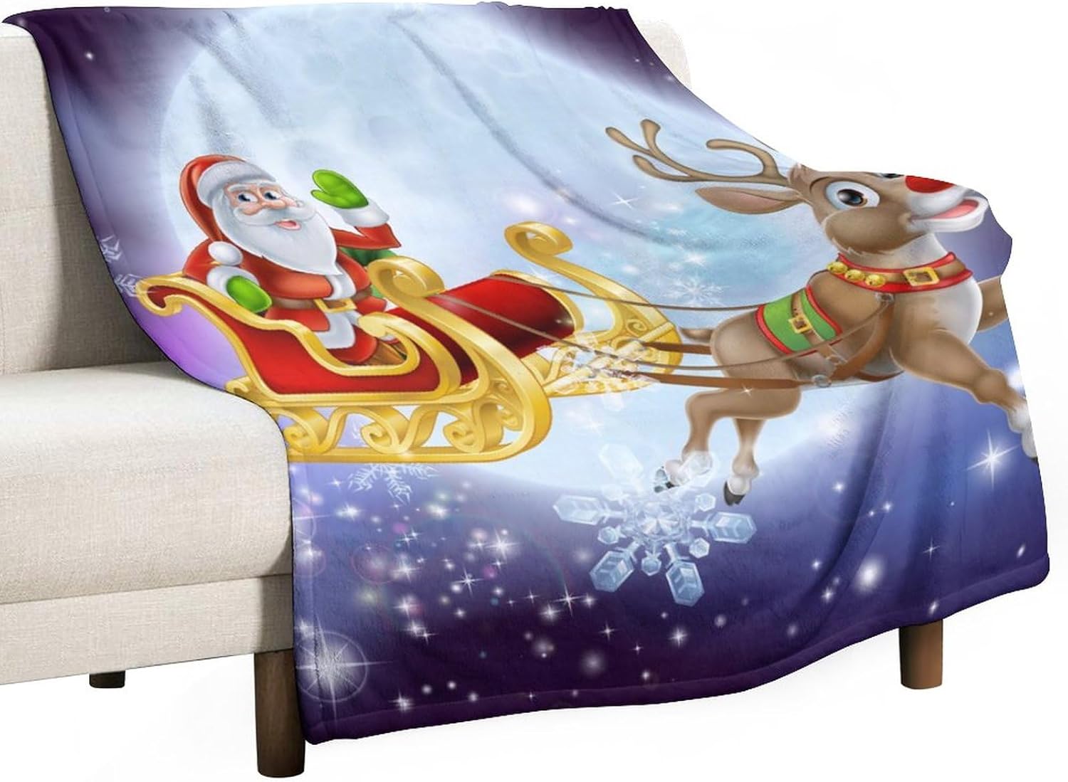 MEIKKO Funny Santa Sleigh Fleece Blankets Merry Christmas