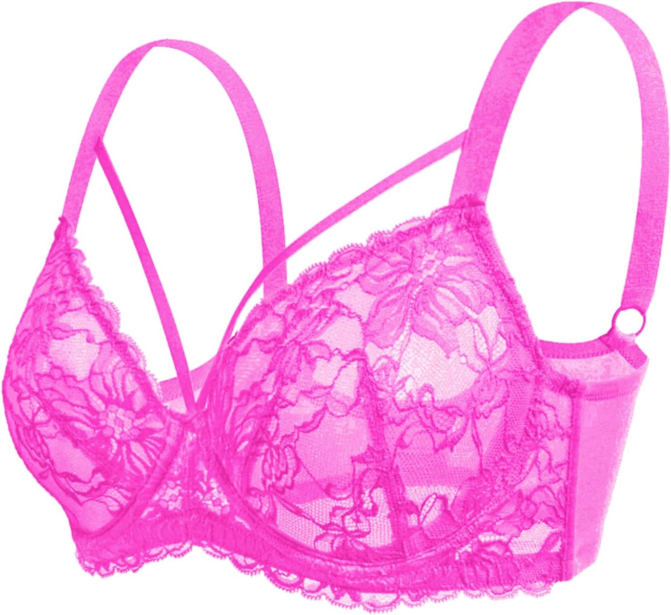 HSIA Minimizer Bras for Women Full Coverage, Unlined Lace Sexy Plus Size Underwire Bra for Large Breasts Hot Pink - Image 6