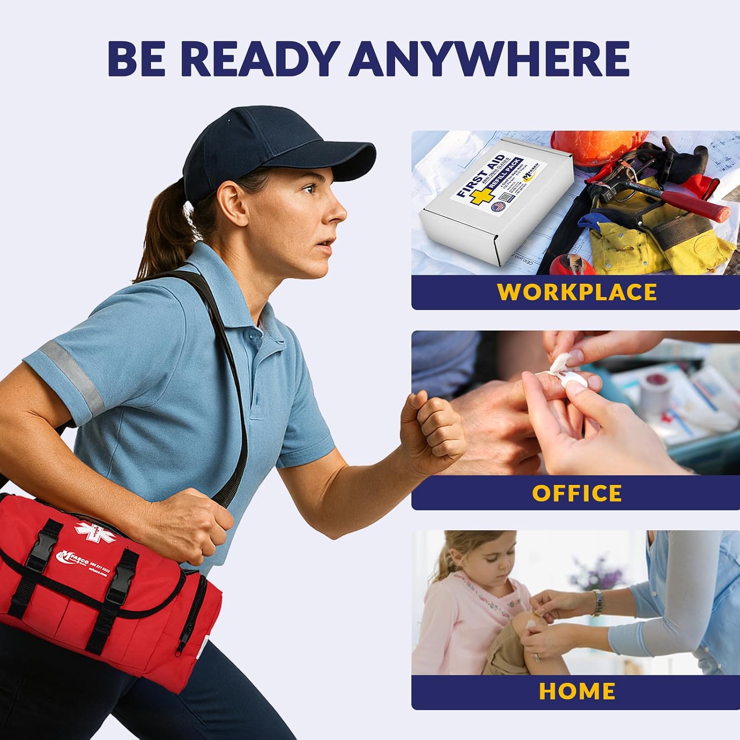 First Aid Kit Refill for Workplace 4 Shelf Wall Cabinets No Medications 519 Piece | MFASCO