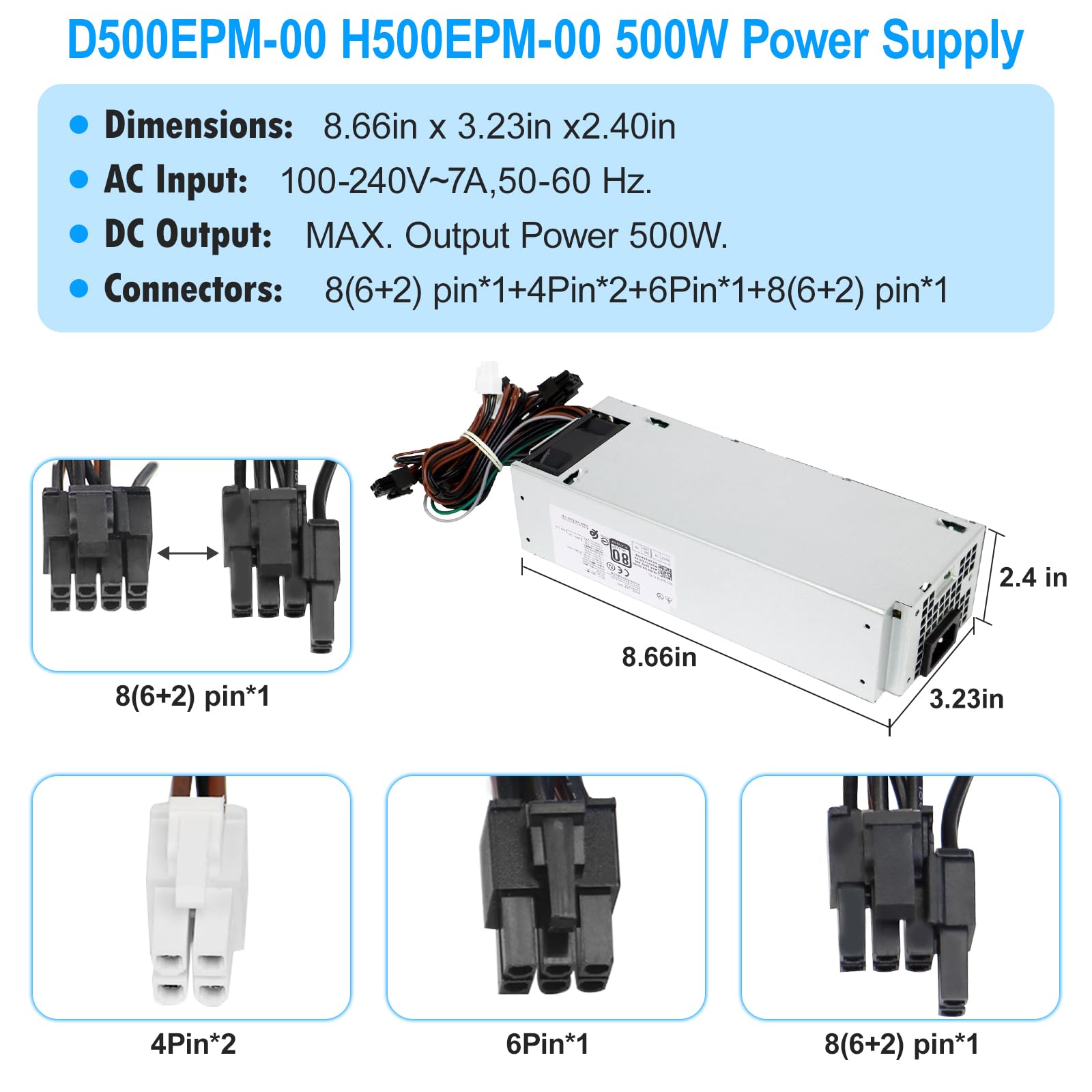 Amazon | S-Union アップグレード D500EPM-00 500W 電源 H500EPM-00