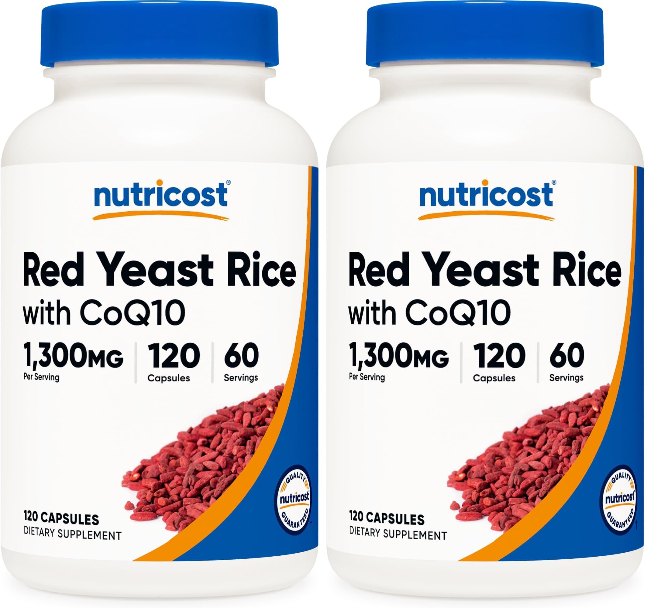 Nutricost Red Yeast Rice with CoQ10 1300mg, 120 Capsules, 60 Servings - Non-GMO, Gluten Free (Pack of 2) 120 Count (Pack of 2)