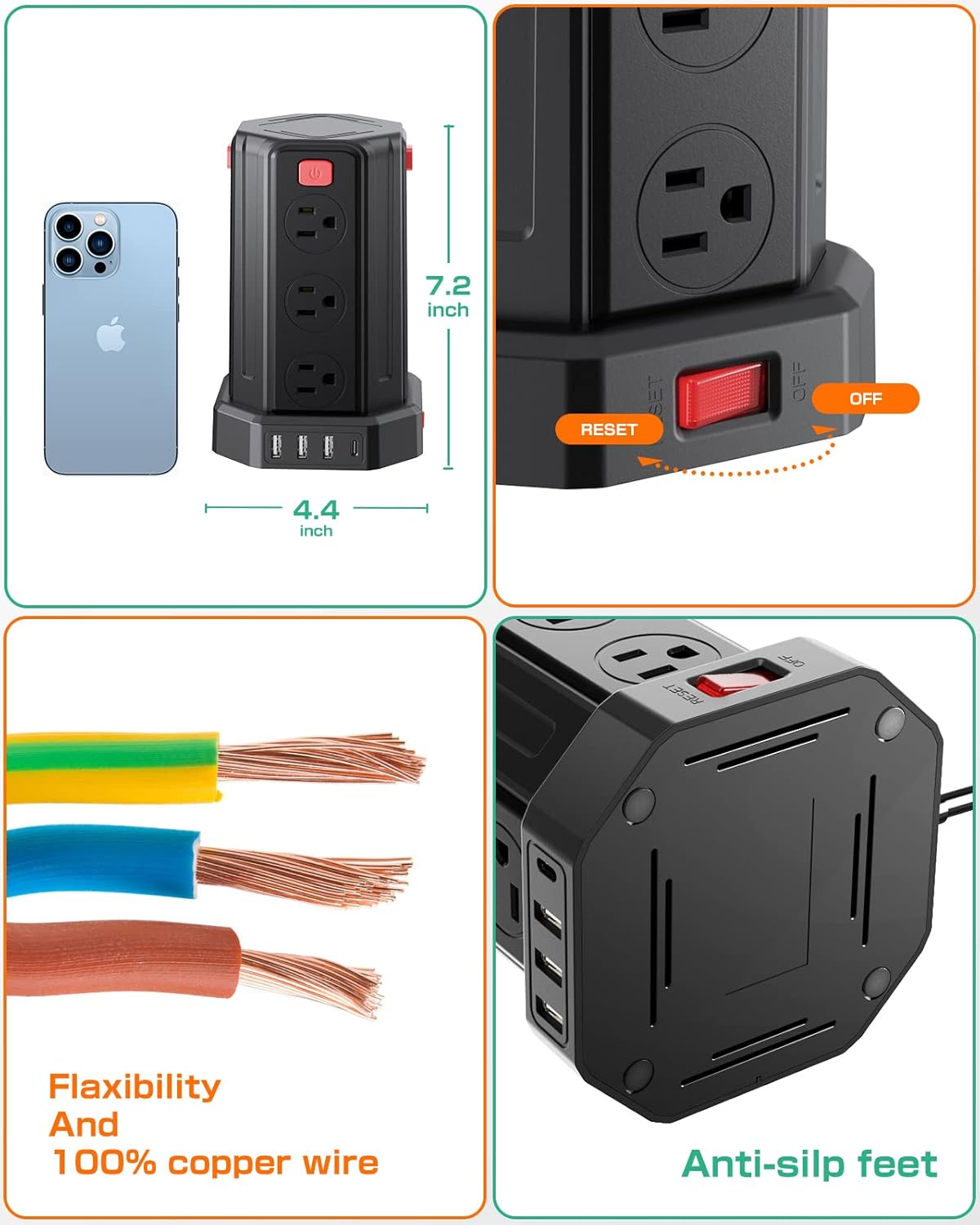 Flаѕh Dеаlѕ - 40% оƒƒ Power Strip Surge Protector Tower USB C 12 Outlet 4 USB SMALLRT Power Strip with USB Ports 9.8FT Extension Cord with Multiple Outlets Surge Protector Overload Protection for Smartphone, Home, Office Hоt Dеаlѕ Power Strip Surge Protector Tower USB C 12 Outlet 4 USB SMALLRT Power Strip with USB Ports 9.8FT Extension Cord with Multiple Outlets Surge Protector Overload Protection for Smartphone, Home, Office