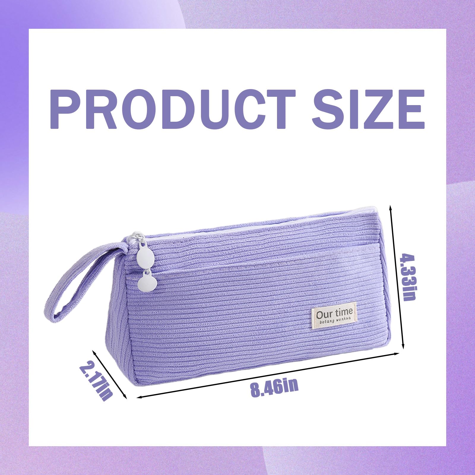 AYNKH Corduroy Pencil Pouch, Cute Stationery Pouch, Large Capacity Cosmetic Bag, Portable Pencil Case, Student Stationery - Image 2