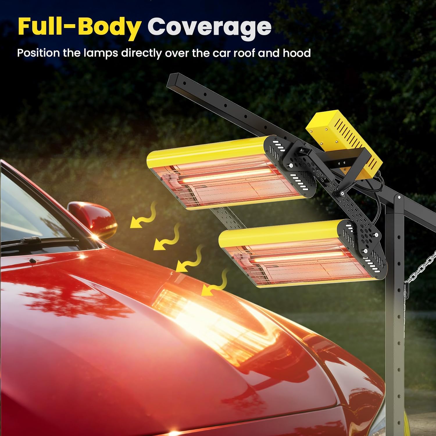Infrared Paint Curing Lamp 2600W, Mobile Short Wave Infrared Paint Curing System for Auto Body Repair and Industrial Painting