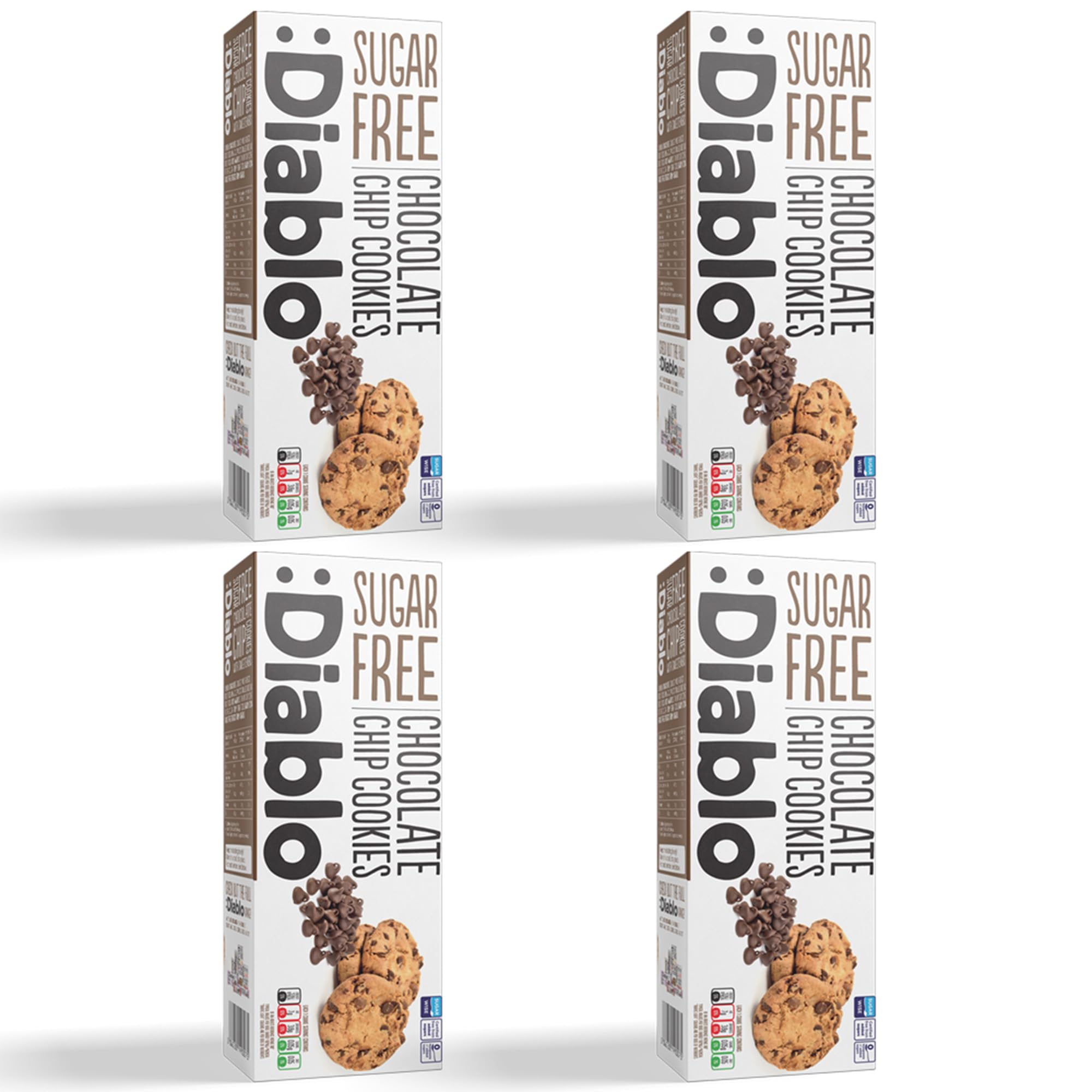Diablo Sugar Free Chocolate Chip Cookies 130 g (Pack of 4)