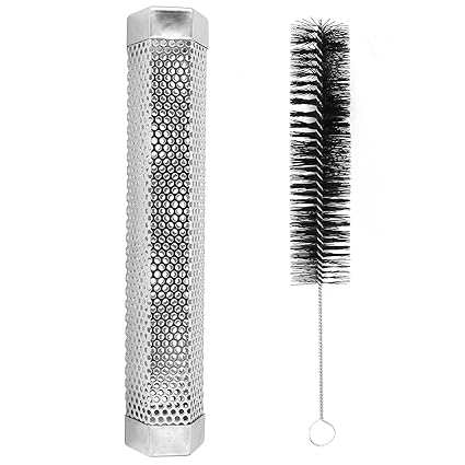 3NH Grill Smoker Tube, 12in BBQ Smoke Tube Hex Shape with Cleaning Brush for Grilling for Barbecue
