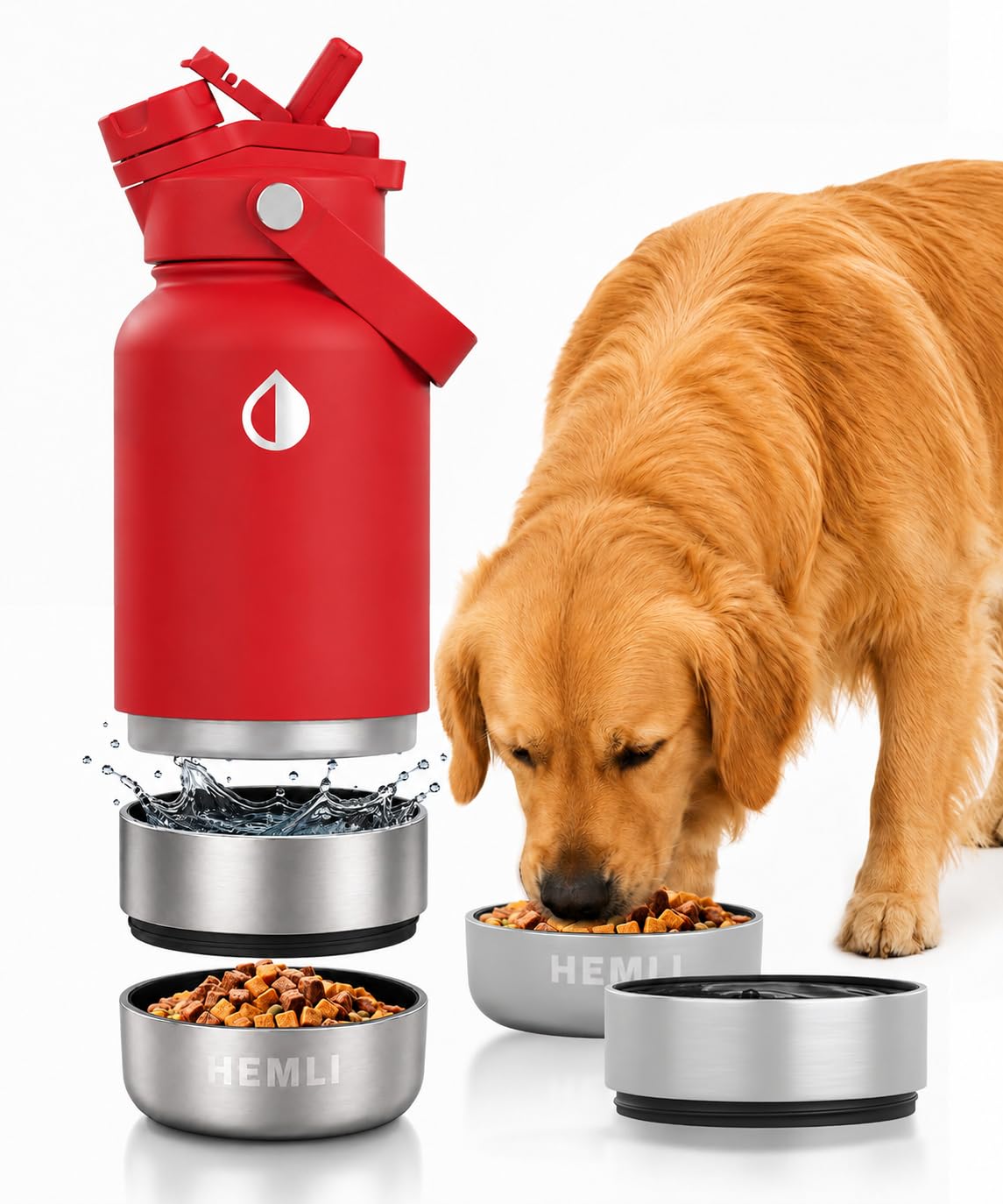 HEMLI 32 oz. Dog Water Bottle, Insulated Dog Travel Water Bottle, Stainless Steel Pet Water Bottle Dispenser Portable Food and Water Bowl for Dogs for Walking Dog Canteen Travel Kit โ image 1
