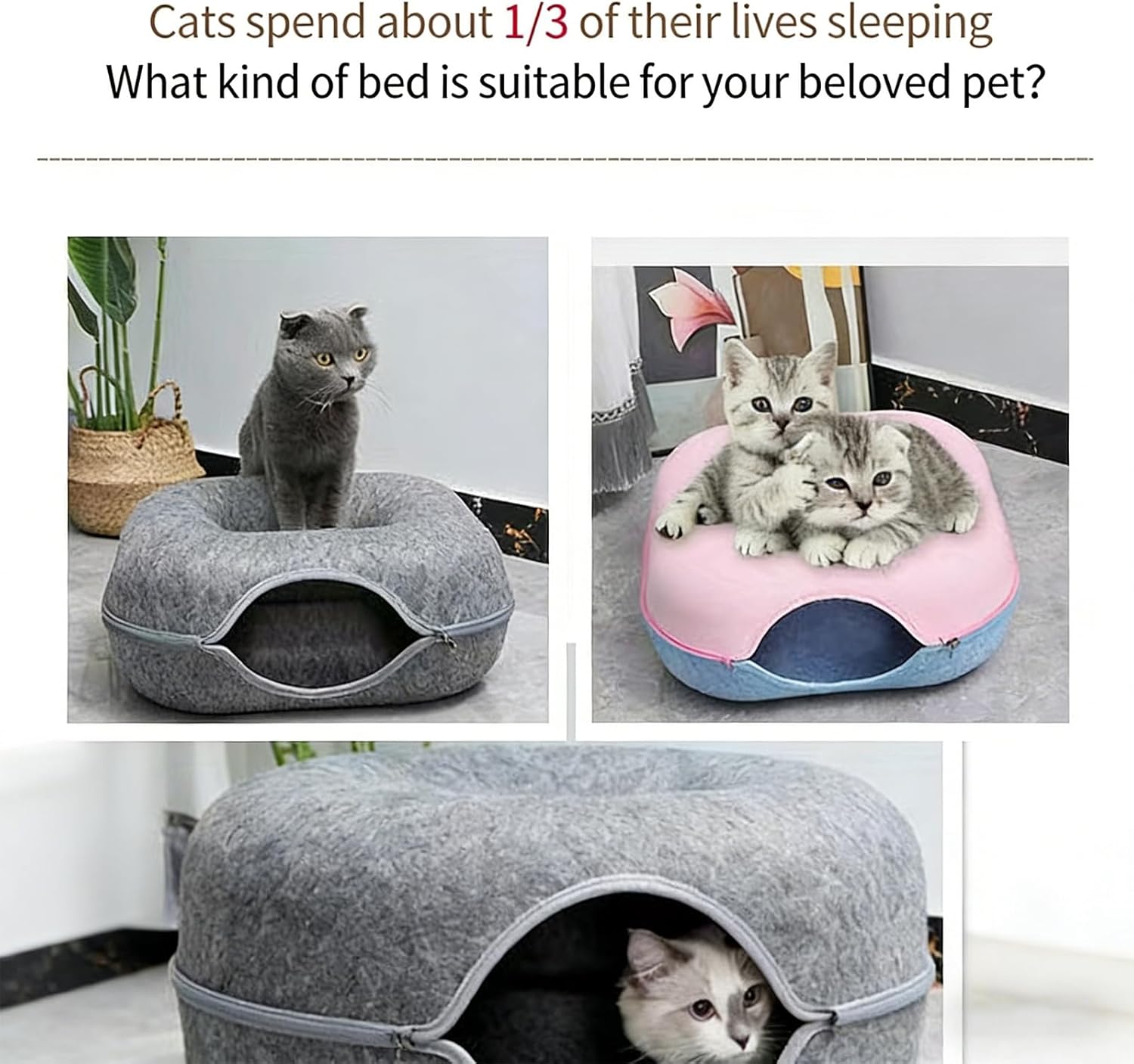 Semi Enclosed Season Detachable Felt Cats Bed and Tunnel for Indoor Pets Offering Privacy and Play Space Cats Play Tunnel