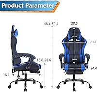 Vista 3 de PayLessHere Silla ergonómica de escritorio de carreras, silla de computadora, silla de juegos con reposapiés, soporte lumbar, reposacabezas