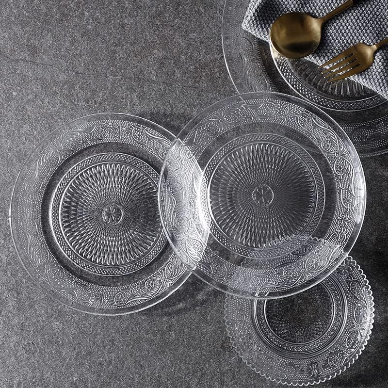 Image of 7 Inch Serving Plate for Snacks | Starter Plate for Serving | Designer Starter Glass Plate for Serving -Set of (4)