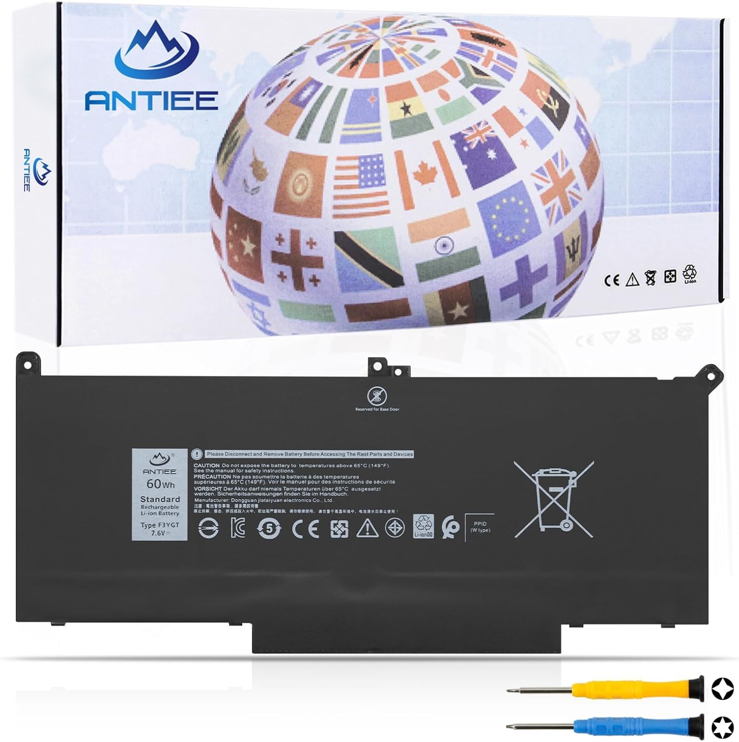 ANTIEE F3YGT Laptop Batería para DELL Latitude 12 7000 7280 7290 Latitude 7380 7390 7480 7490 E7480 E7280 Notebook 0F3YGT DM3WC DM6WC 0DM3WC 2X39G KG7VF V4940 451-BBYE 7.6V 60Wh