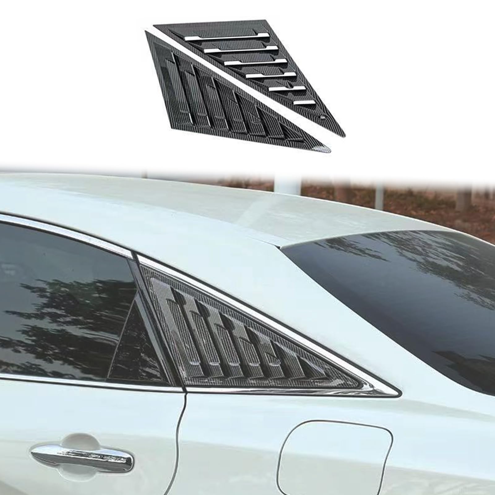 BoxCheer Rear Side Window Shutters Fit for Toyota Avalon 2019 2020 2021 2022 2023 2024 Racing Style ABS Sport Shutters Car Exterior Trim Accessories 2 Pcs - Black Carbon Fiber Pattern