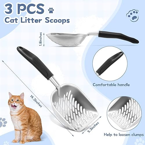 Miniatura 10 de Zubebe Paquete de 3 cajas de arena de acero inoxidable para gatos con 3 piezas de caja de arena de metal que nunca absorbe el olor, a prueba de