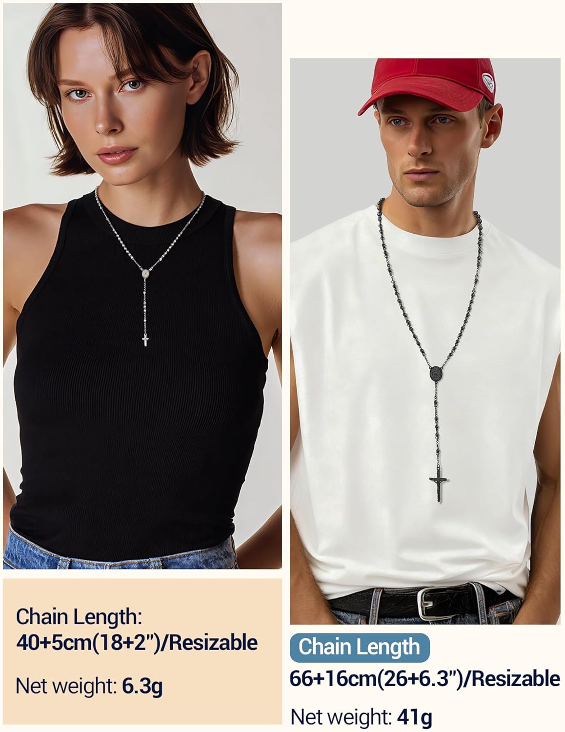 PROSTEEL Gold Virgin Mary Rosary Beads Necklace for Women, Stainless Steel Tarnish-Resistant Catholic Prayer Y-Necklace with Crucifix Cross, Gift Box & Prayer Card Included - Image 3