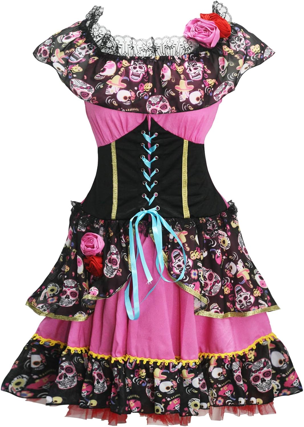 bslingerie Women Senorita Day of Dead Halloween Costume Dress