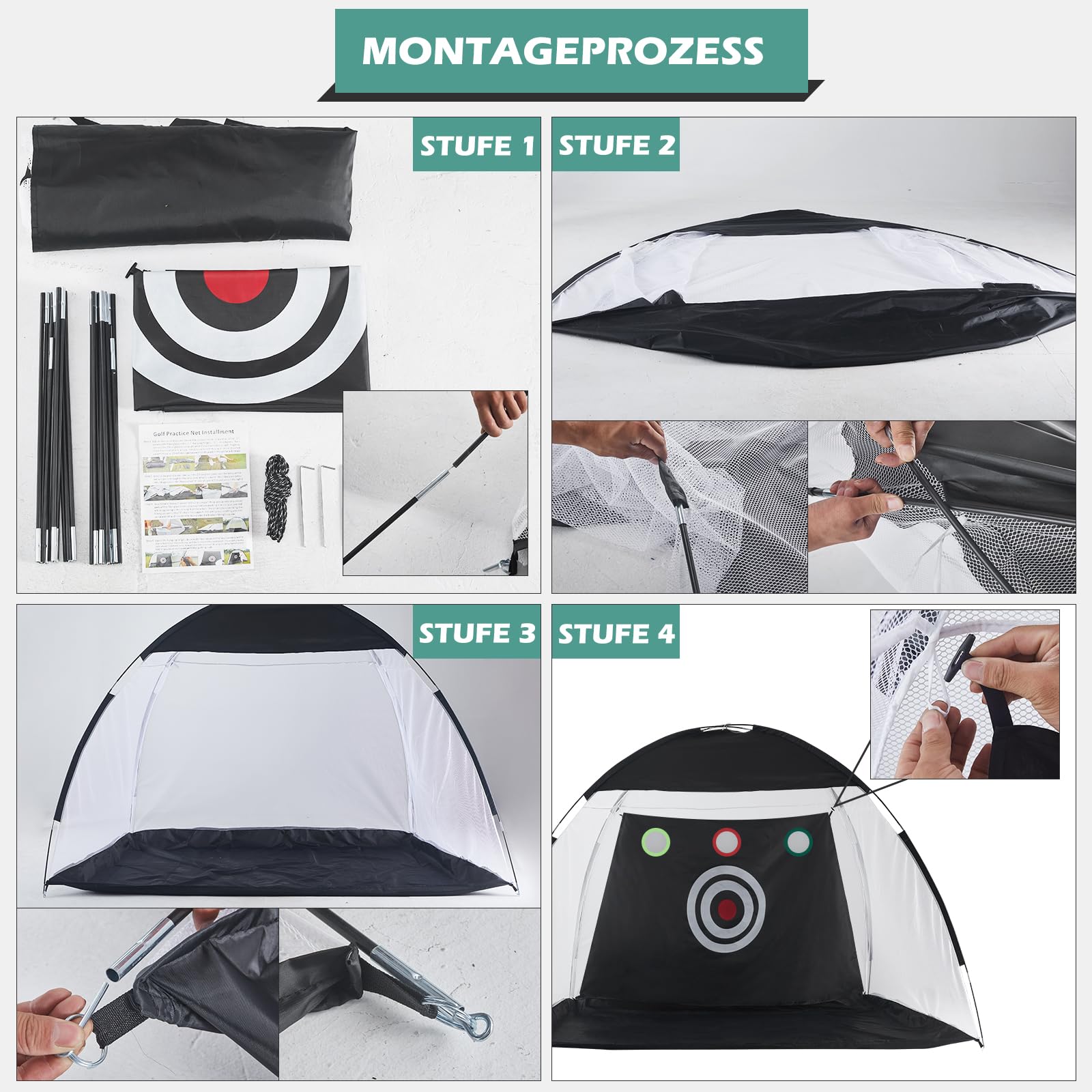 TUKAILAi 10x7ft Golf-Schlagnetz, Faltbares Golf Portable Golfnetz for Garten Indoor Outdoor, Golf-Übungs-Schlagnetze für Hinterhof für drinnen/draußen/Hinterhof, All-in-1 Golf Übungsnetz