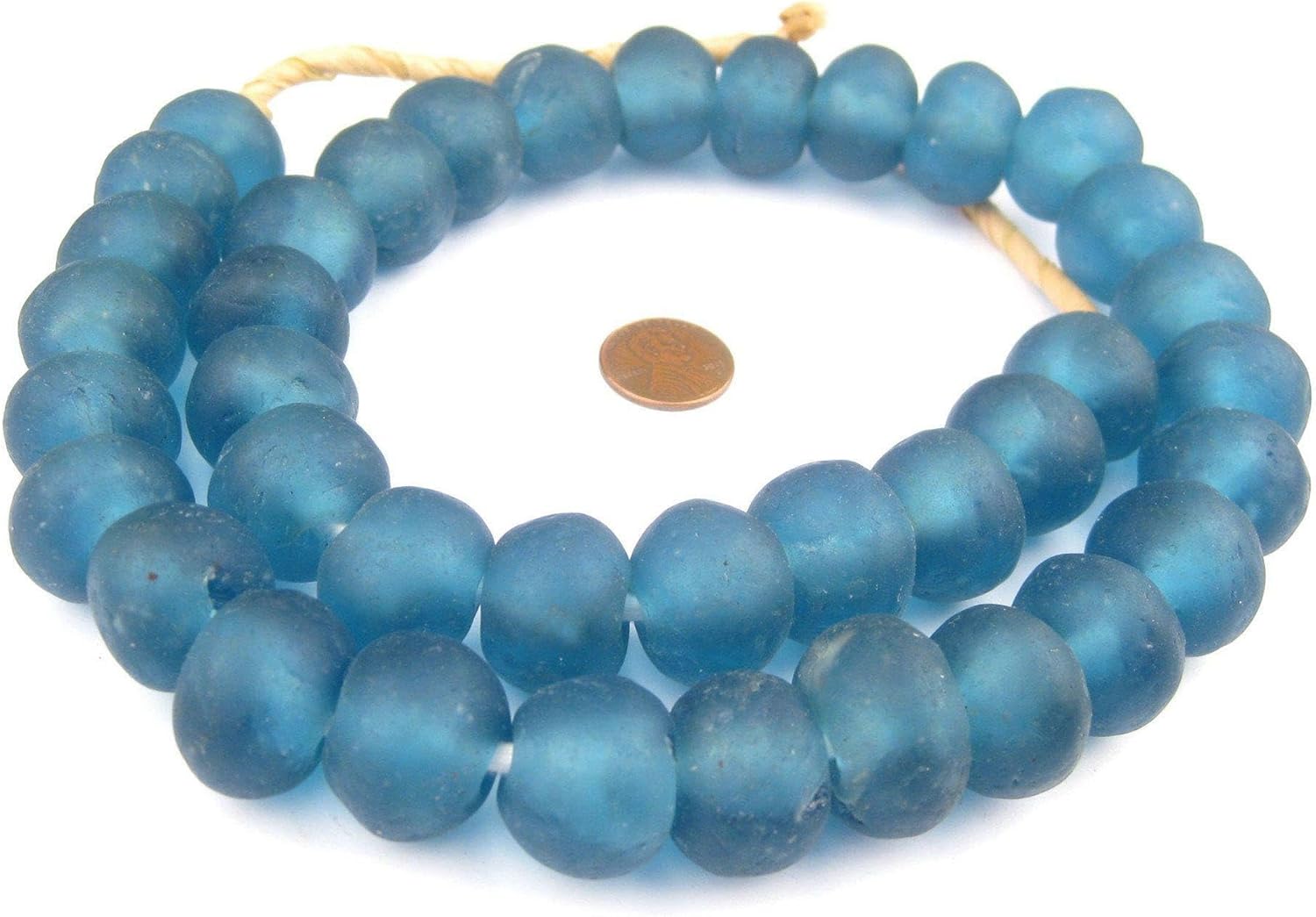 Jumbo Recycled Glass Beads, 21–25mm – African Sea Glass for Wall Hangings, Coffee Table Decor, Shelf Styling, and Home Accents – (Light Blue) – The Bead Chest