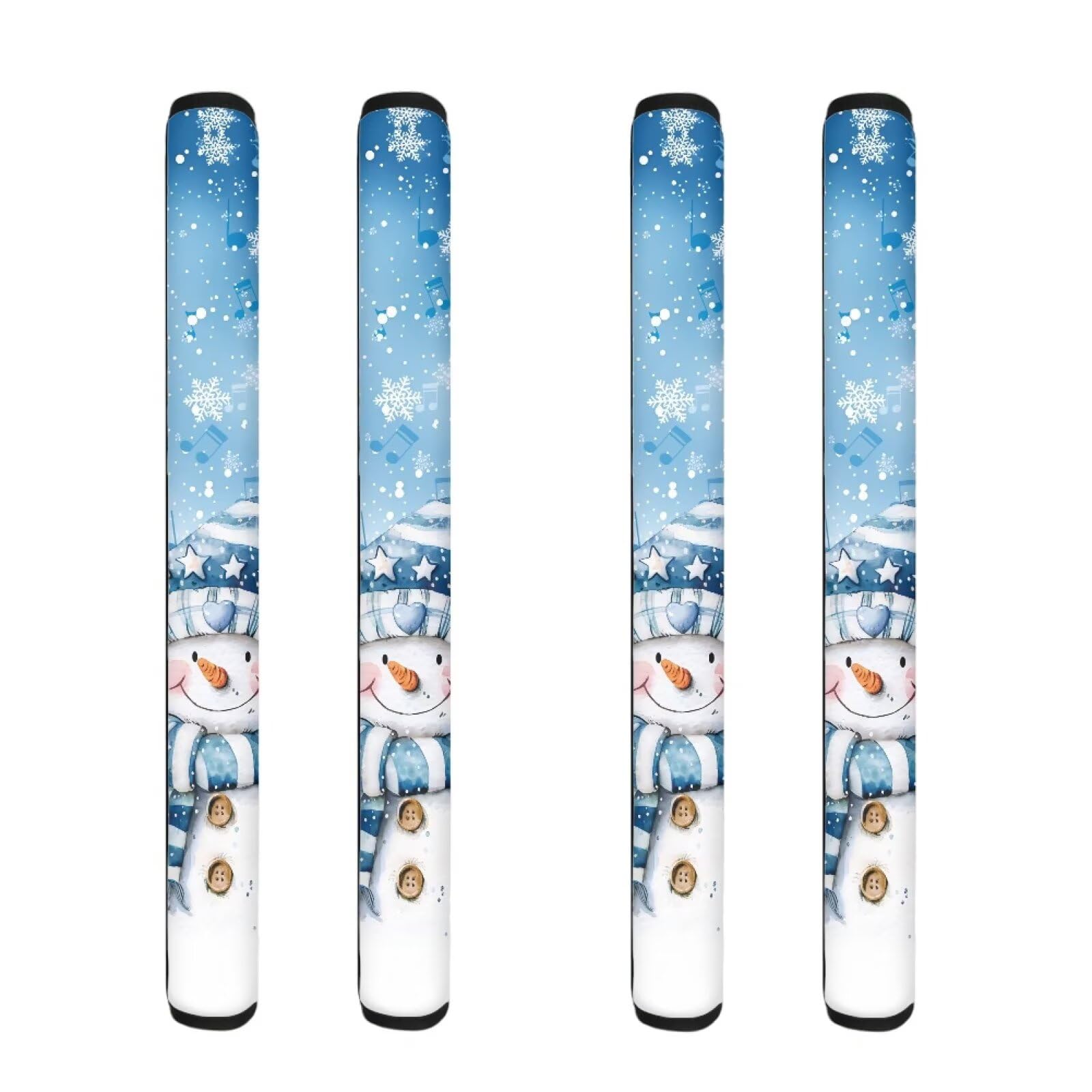 4 PCS Refrigerator Door Handle Covers Set, Anti-Slip Kitchen Appliance Decorative Mat for Fridge Dishwashers Microwave, Christmas Snowman Blue