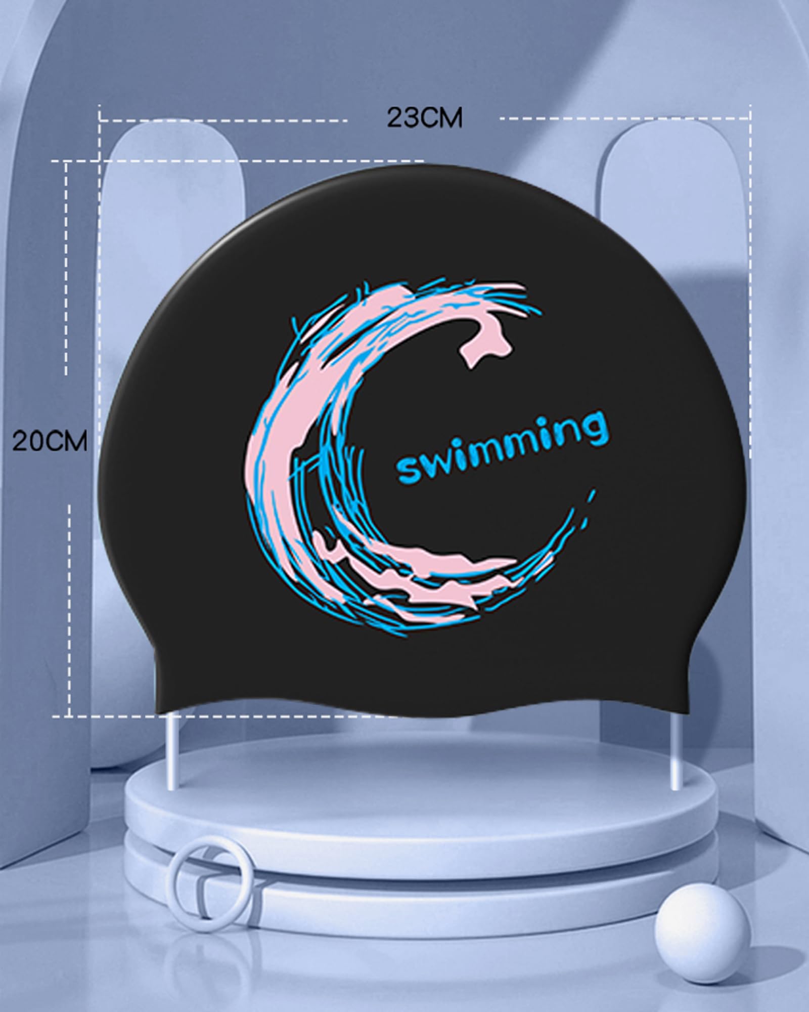 Swimming Cap - Silicone Swim Cap for Women Men Adults Teenagers (Black) - Image 4