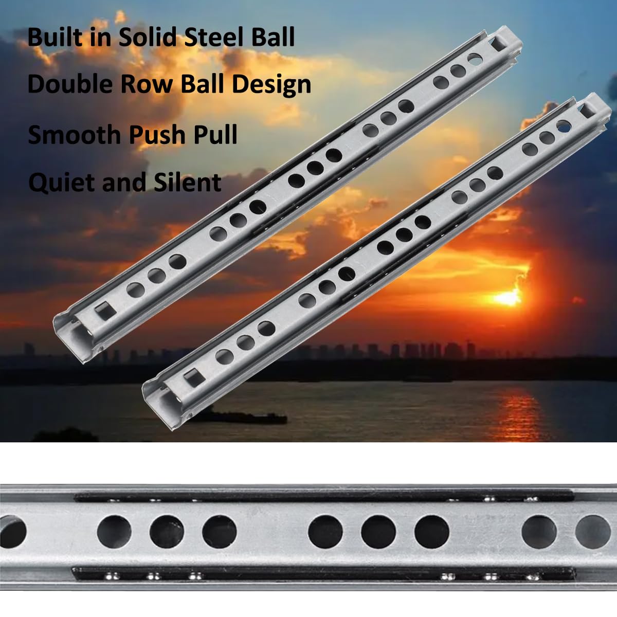 MOCNT 2 Pair (4 Piece) Heavy Duty 17mm Drawer Runners 342mm Drawer Rail Runners Ball Bearing Steel Drawer Slides Cabinet Sliding Full Extension Kitchen Desk Rail Runners - Image 4