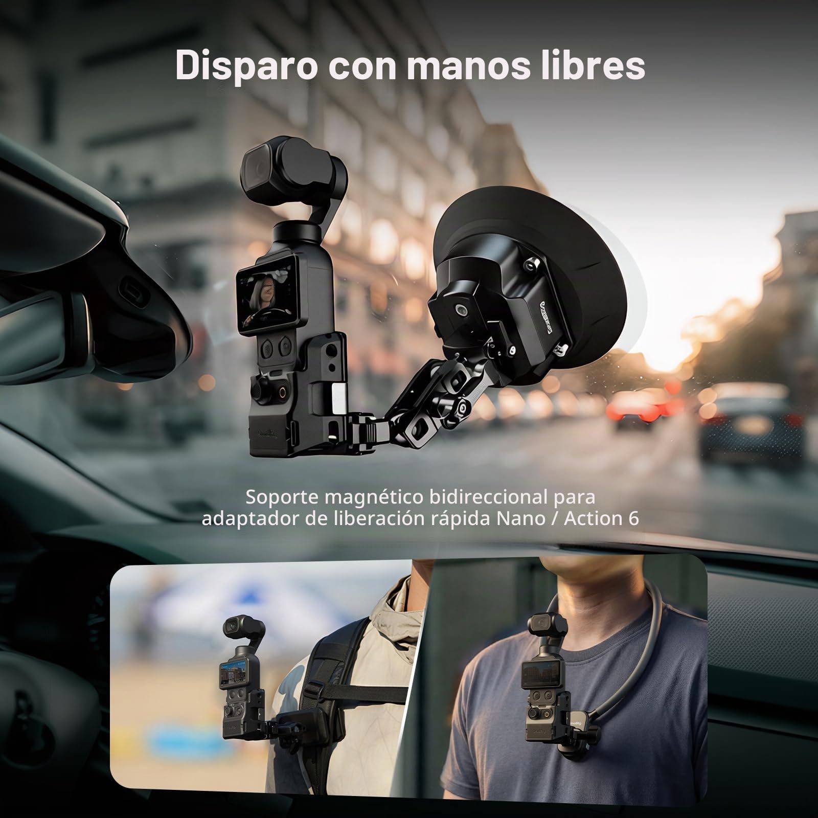 SMALLRIG Jaula protectora de aluminio para DJI Osmo Pocket 4, adaptador de expansión con orificios de 1/4"-20, soporte para zapata fría e interfaces magnéticas de liberación rápida - 6002