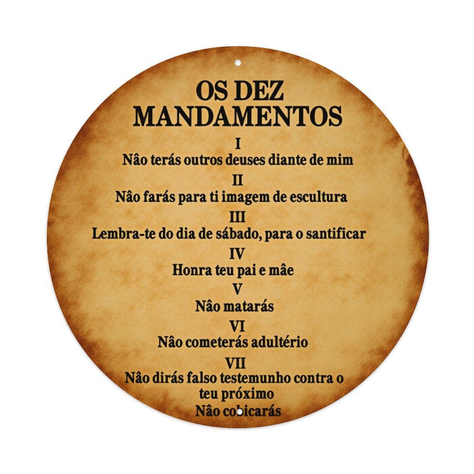 The Ten Commandments Round Tin Sign Vintage Metal Poster Retro Bar, Home, Man Cave, Kitchen, Laundry Room Wall Art Decor Gift 8x8Inch