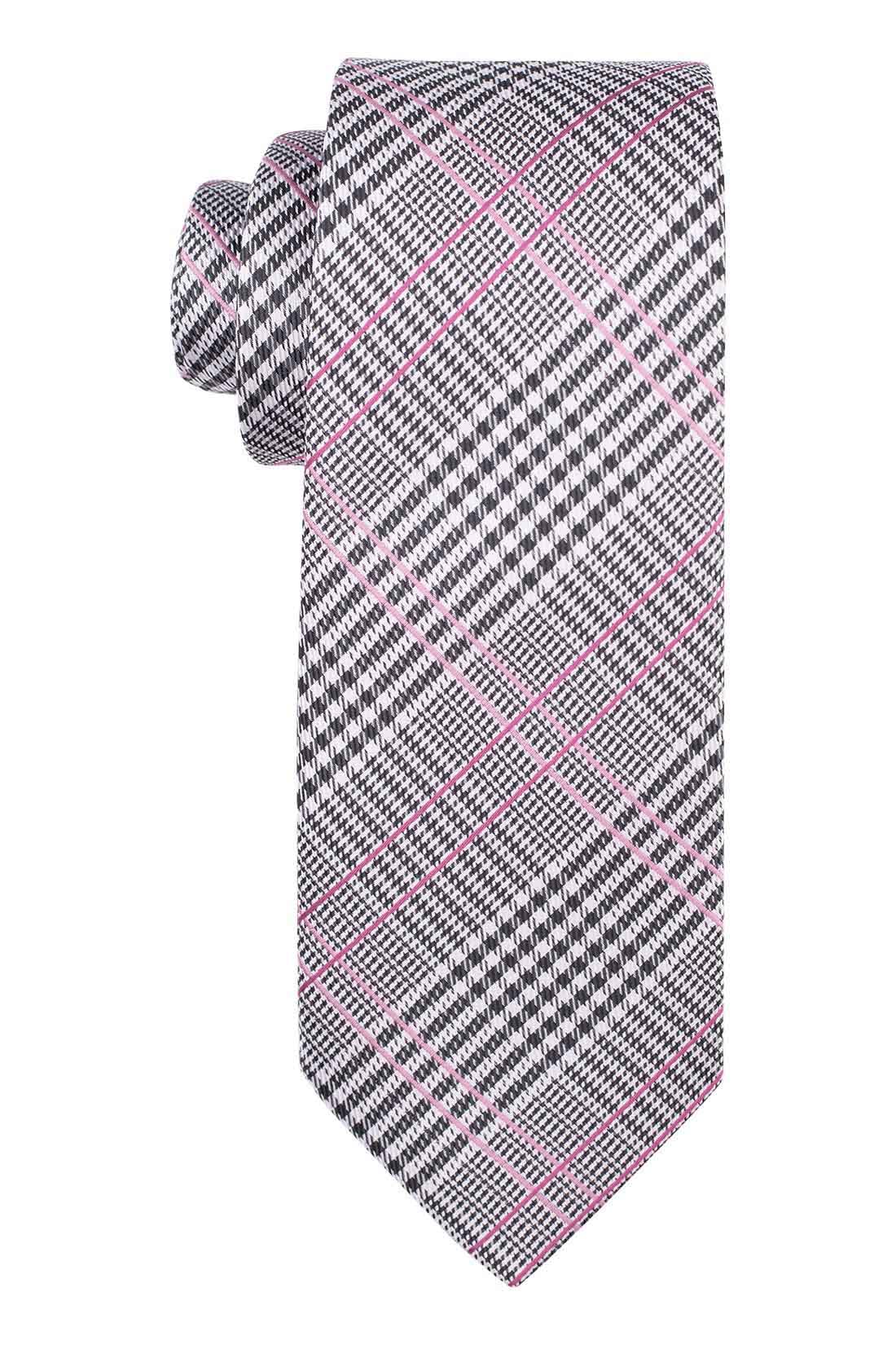 the tie hub Checkered Black & Pink Microfiber Necktie | Stylish Formal Tie-picture-26