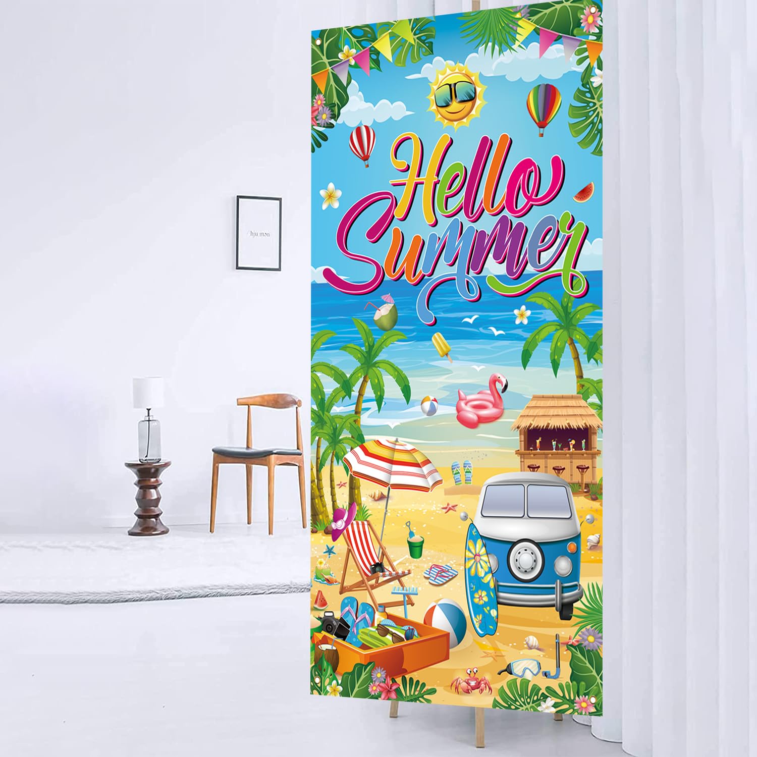 Hello Summer Türabdeckung – 180x89 Cm Strand-Motiv Für Tür, Party & Foto-Hintergrund