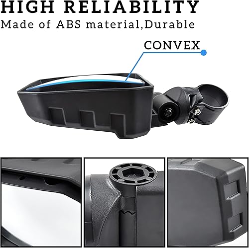 Miniatura 2 de SAUTVS Espejos laterales retrovisores ajustables para Can-Am Maverick X3, diseño más amplio, espejos laterales convexos transparentes plegables para