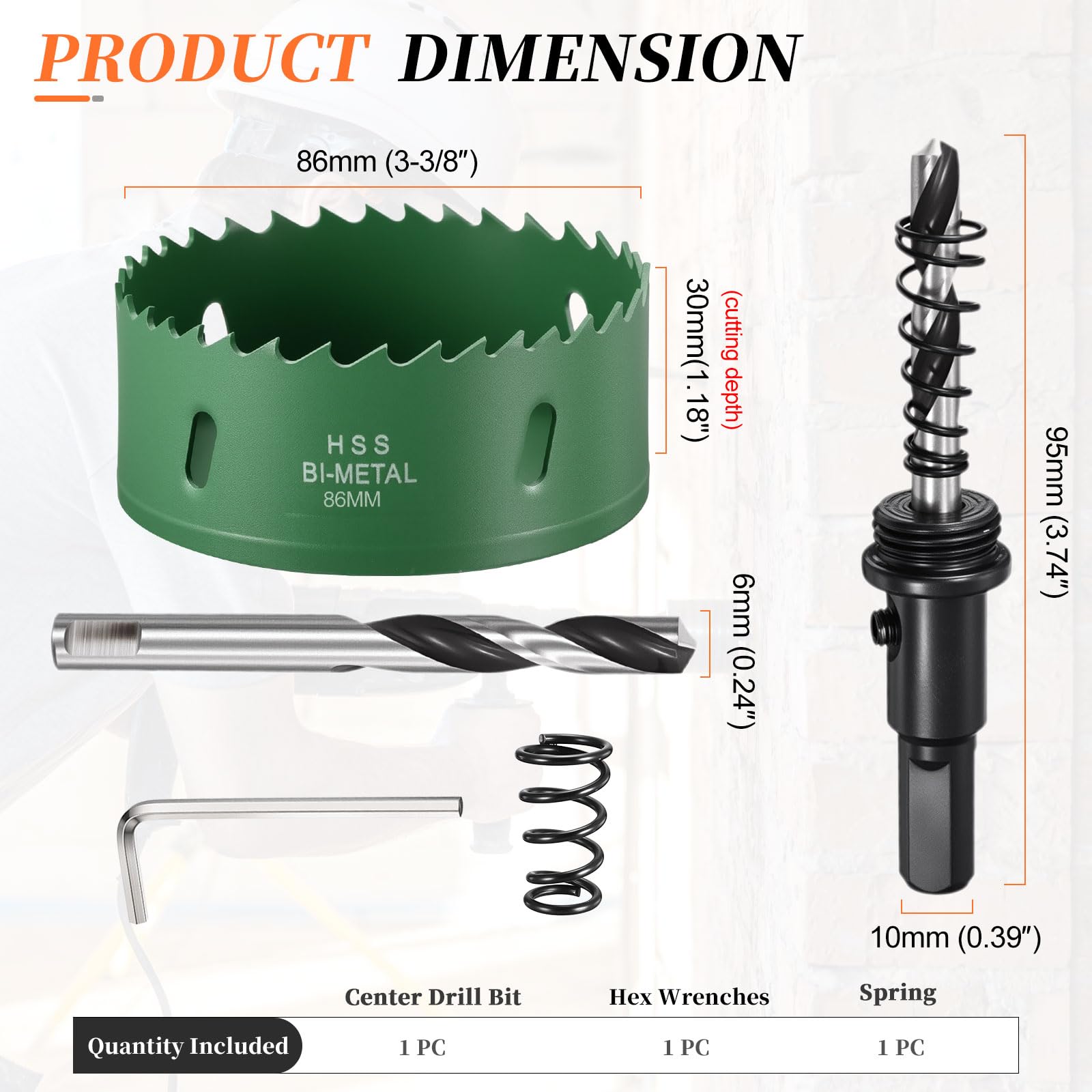 METALLIXITY Bi-Metal Hole Saw 3-3/8", M42 HSS Circular Head 86mm Hole Cutter with Center Drill Bit - Image 2