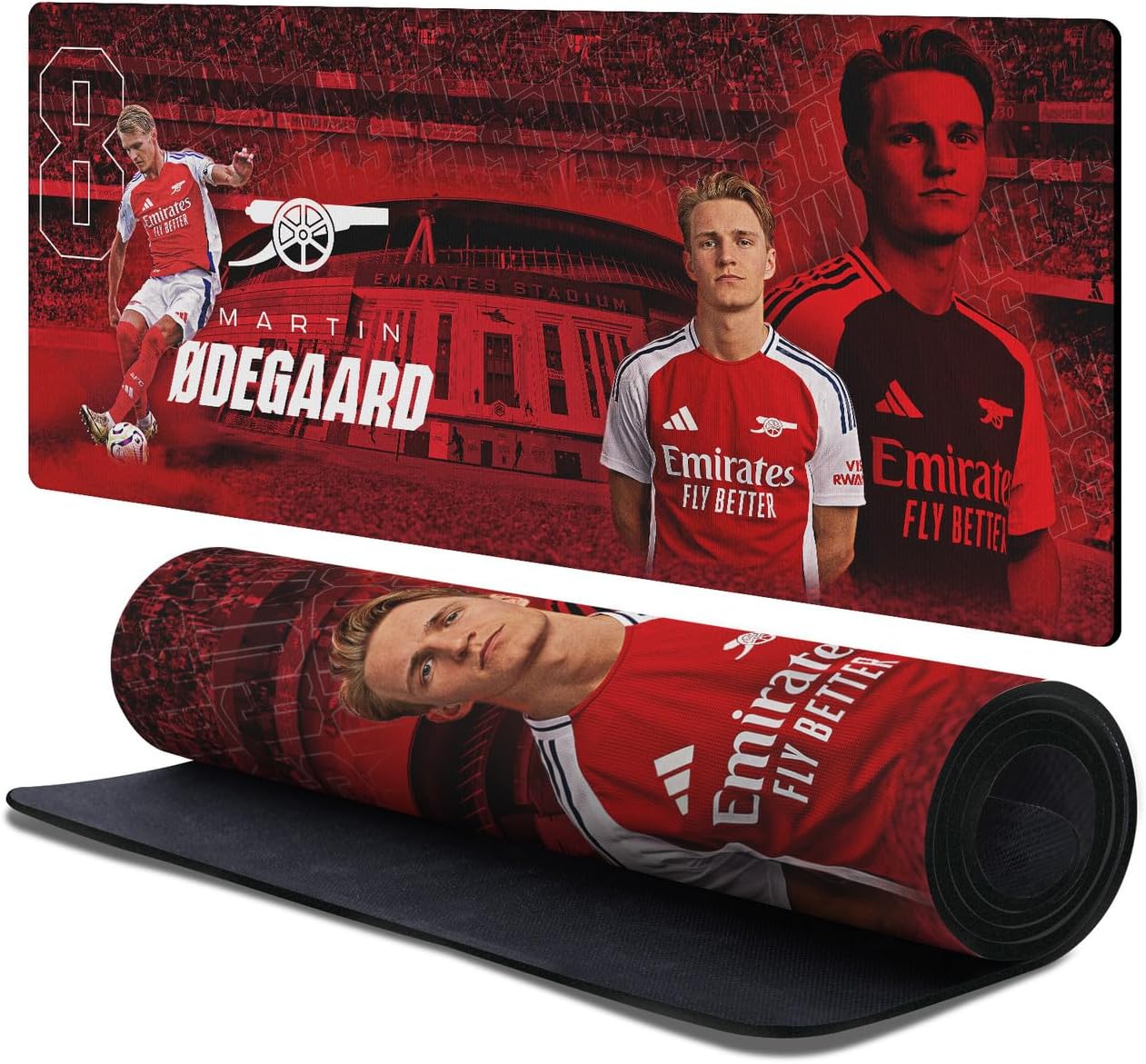 Head Case Designs Officially Licensed Arsenal FC Martin Ødegaard 2024/25 Crest Kit and Players 37.4 x 15.75 x 0.16 inches (900 x 400 mm) - XL Gaming Office Desk PC Keyboard Mouse Mat Pad