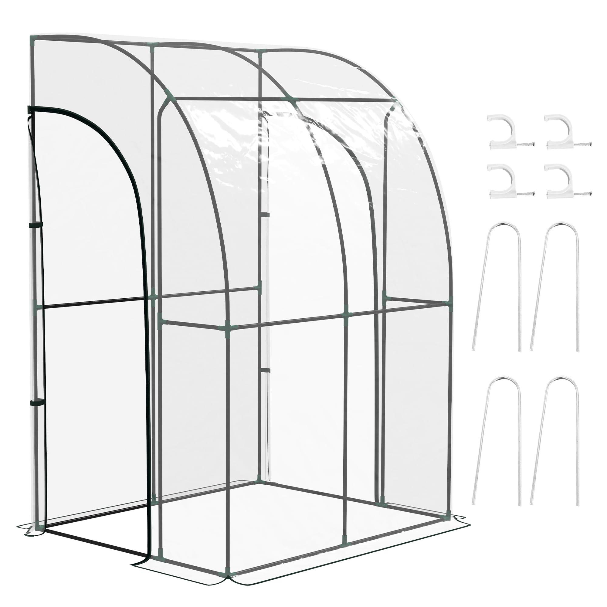 Outsunny Serra da giardino, serra invernale, 2 porte avvolgibili con serratura, in acciaio e plastica, 1,43 x 1,18 x 2,12 m, trasparente