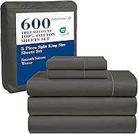 Vista 20 de LANE LINEN Juego de sábanas y fundas de almohada de algodón grueso de 600 hilos, 100 % algodón mercerizado, suave y suave como un hotel, con acabado