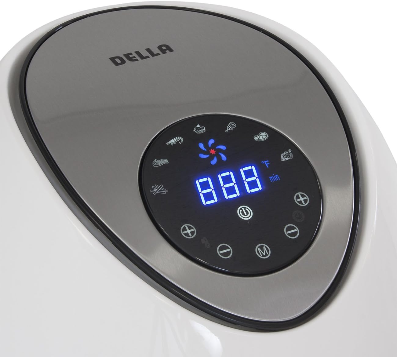 Close-up of Della Air Fryer touch screen control panel