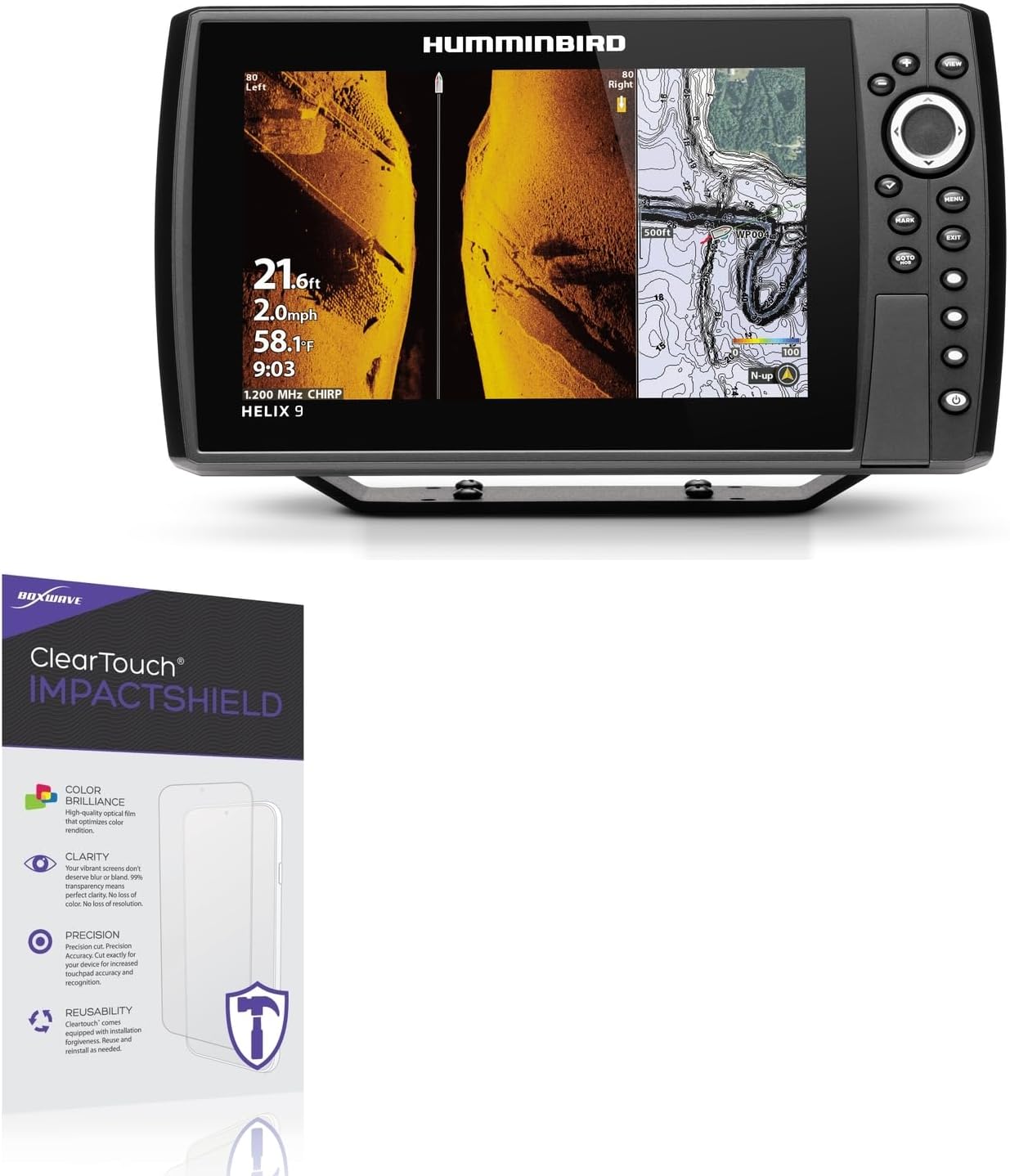 BoxWave Screen Protector Compatible with Humminbird Helix 9 G3N - ClearTouch ImpactShield (2-Pack), Impenetrable Screen Protector Flexible Film