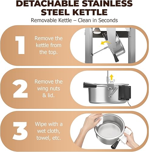 Miniatura 8 de Máquina comercial de palomitas de maíz de 32 onzas, máquina grande para hacer palomitas de maíz, máquina de maíz para encimera de cine con control