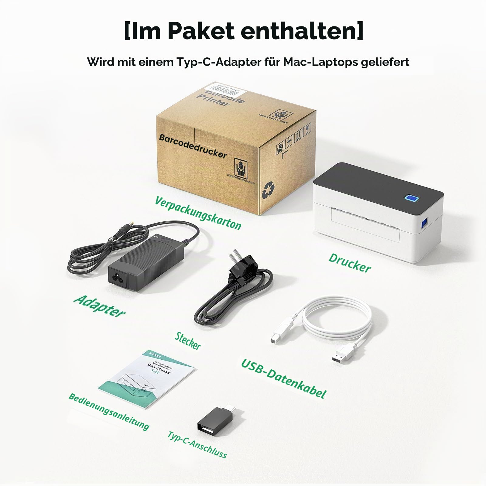 SVANTTO Versandetiketten-Drucker, DHL-Etikettendrucker, Thermodrucker, Label Printer für Shopify, Etsy, kompatibel mit UPS, DPD und GLS