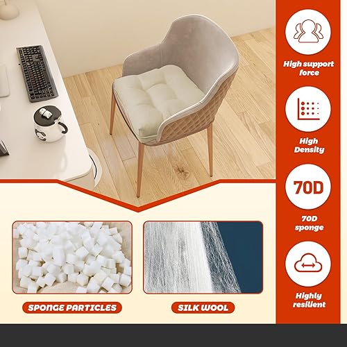 Miniatura 3 de Cojín cuadrado para silla de interior, almohadillas para silla de cocina con lazos, grueso, suave copetudo sobrerelleno, adecuado para oficina,