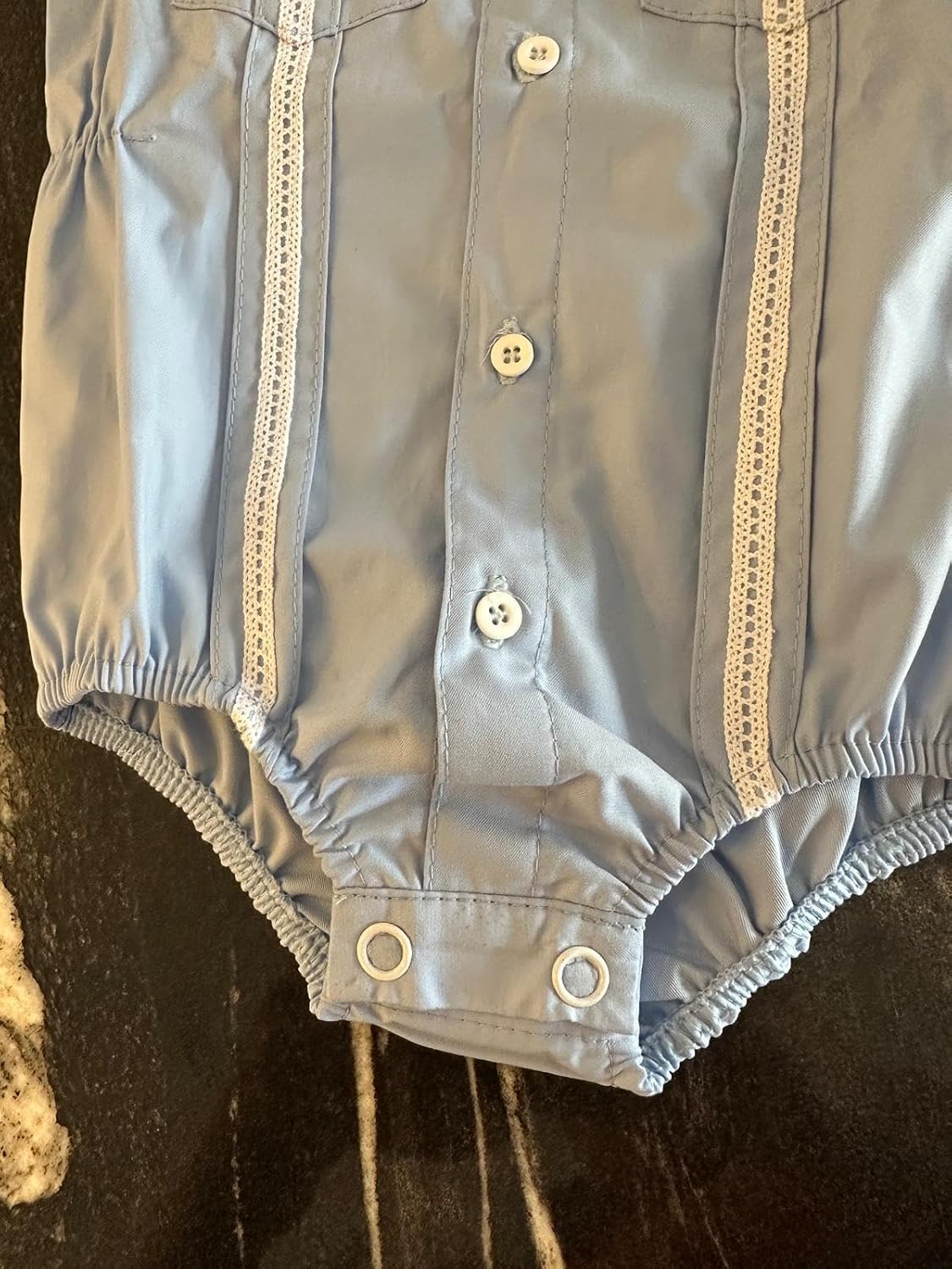 Body Romper Guayabera for Infant | Baby. White & Blue 0-3 Month to 12 Month